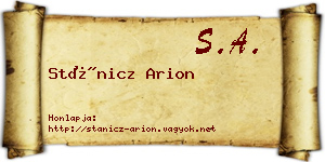 Stánicz Arion névjegykártya
